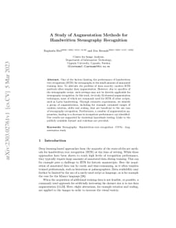 A Study of Augmentation Methods for Handwritten Stenography Recognition