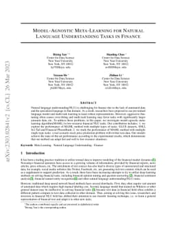 Model-Agnostic Meta-Learning for Natural Language Understanding Tasks in
  Finance