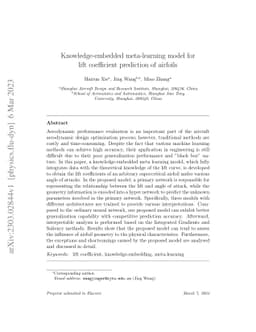 Knowledge-embedded meta-learning model for lift coefficient prediction
  of airfoils