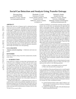 Social Cue Detection and Analysis Using Transfer Entropy