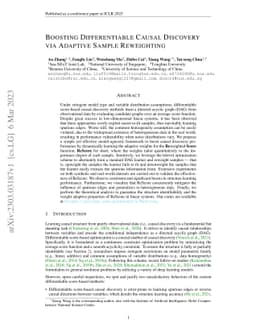 Boosting Differentiable Causal Discovery via Adaptive Sample Reweighting
