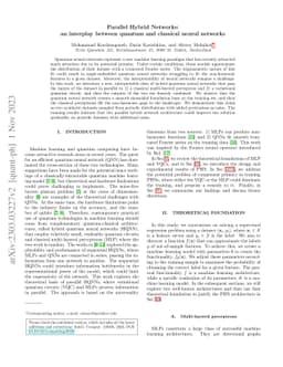 Parallel Hybrid Networks: an interplay between quantum and classical
  neural networks