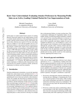 Know Your Cybercriminal: Evaluating Attacker Preferences by Measuring
  Profile Sales on an Active, Leading Criminal Market for User Impersonation at
  Scale