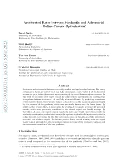 Accelerated Rates between Stochastic and Adversarial Online Convex
  Optimization