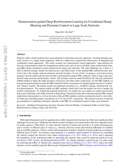 Demonstration-guided Deep Reinforcement Learning for Coordinated Ramp
  Metering and Perimeter Control in Large Scale Networks