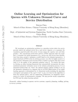 Online Learning and Optimization for Queues with Unknown Demand Curve
  and Service Distribution
