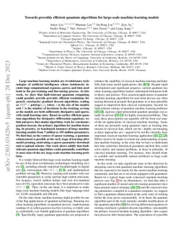 Towards provably efficient quantum algorithms for large-scale
  machine-learning models