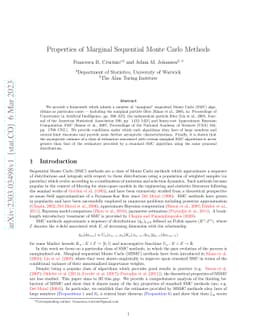 Properties of Marginal Sequential Monte Carlo Methods