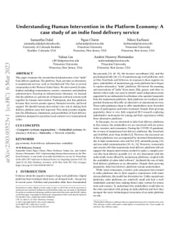 Understanding Human Intervention in the Platform Economy: A case study
  of an indie food delivery service