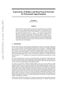 Expressivity of Shallow and Deep Neural Networks for Polynomial
  Approximation