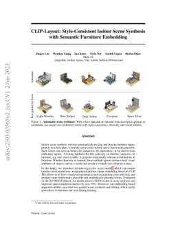 CLIP-Layout: Style-Consistent Indoor Scene Synthesis with Semantic
  Furniture Embedding