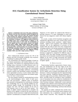ECG Classification System for Arrhythmia Detection Using Convolutional
  Neural Networks