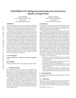 SCRAMBLE-CFI: Mitigating Fault-Induced Control-Flow Attacks on OpenTitan