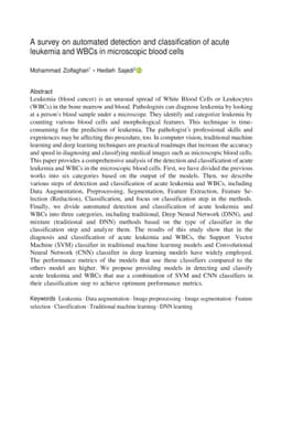 A survey on automated detection and classification of acute leukemia and
  WBCs in microscopic blood cells