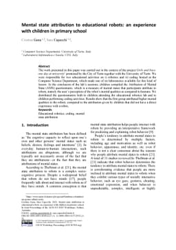 Mental state attribution to educational robots: an experience with
  children in primary school