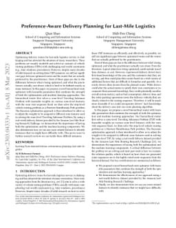 Preference-Aware Delivery Planning for Last-Mile Logistics