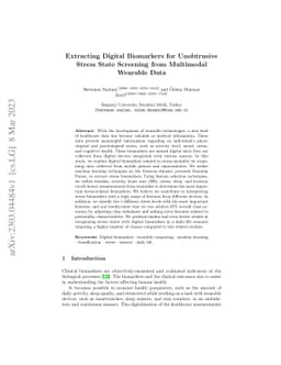 Extracting Digital Biomarkers for Unobtrusive Stress State Screening
  from Multimodal Wearable Data