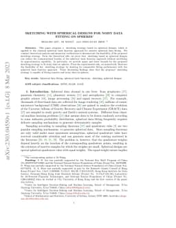 Sketching with Spherical Designs for Noisy Data Fitting on Spheres