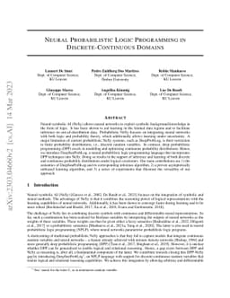 Neural Probabilistic Logic Programming in Discrete-Continuous Domains