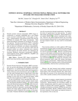 STPDnet: Spatial-temporal convolutional primal dual network for dynamic
  PET image reconstruction