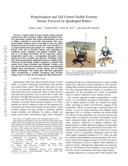 Proprioception and Tail Control Enable Extreme Terrain Traversal by
  Quadruped Robots