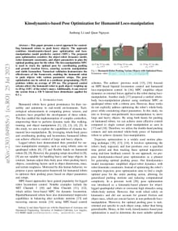 Kinodynamics-based Pose Optimization for Humanoid Loco-manipulation