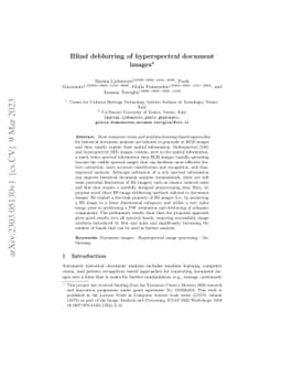 Blind deblurring of hyperspectral document images