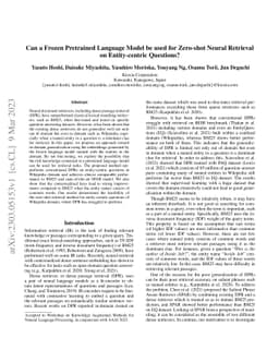 Can a Frozen Pretrained Language Model be used for Zero-shot Neural
  Retrieval on Entity-centric Questions?