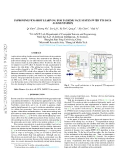 Improving Few-Shot Learning for Talking Face System with TTS Data
  Augmentation