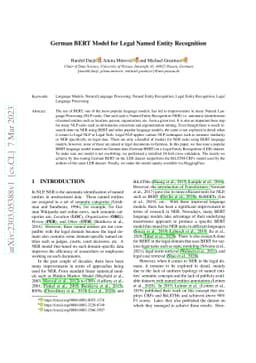German BERT Model for Legal Named Entity Recognition