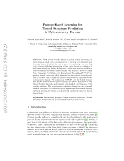 Prompt-Based Learning for Thread Structure Prediction in Cybersecurity
  Forums