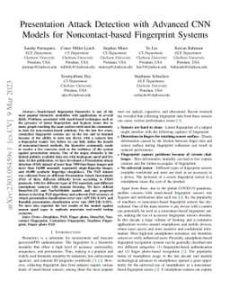 Presentation Attack Detection with Advanced CNN Models for
  Noncontact-based Fingerprint Systems