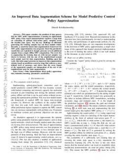An Improved Data Augmentation Scheme for Model Predictive Control Policy
  Approximation