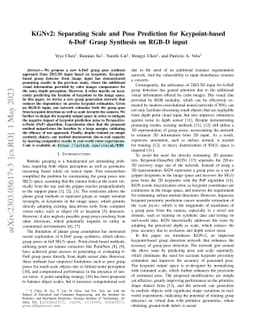 KGNv2: Separating Scale and Pose Prediction for Keypoint-based 6-DoF
  Grasp Synthesis on RGB-D input