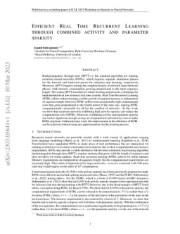 Efficient Real Time Recurrent Learning through combined activity and
  parameter sparsity