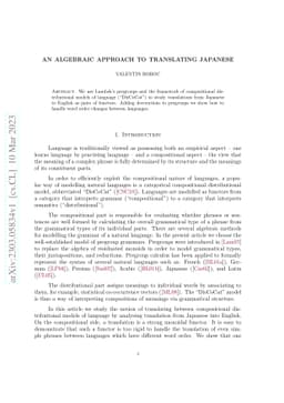 An algebraic approach to translating Japanese