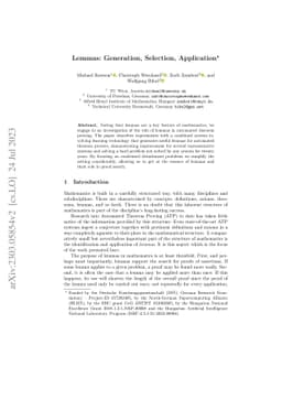 Lemmas: Generation, Selection, Application