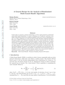 A General Recipe for the Analysis of Randomized Multi-Armed Bandit
  Algorithms