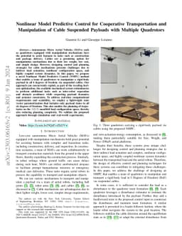 Nonlinear Model Predictive Control for Cooperative Transportation and
  Manipulation of Cable Suspended Payloads with Multiple Quadrotors