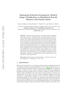 Optimizing Federated Learning for Medical Image Classification on
  Distributed Non-iid Datasets with Partial Labels