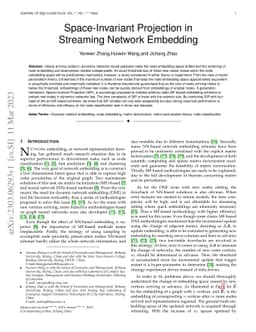 Space-Invariant Projection in Streaming Network Embedding