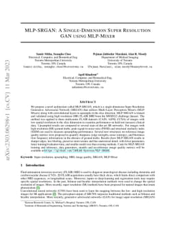 MLP-SRGAN: A Single-Dimension Super Resolution GAN using MLP-Mixer
