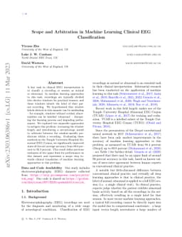 Scope and Arbitration in Machine Learning Clinical EEG Classification