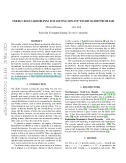 Energy Regularized RNNs for Solving Non-Stationary Bandit Problems