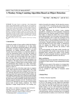 A Monkey Swing Counting Algorithm Based on Object Detection