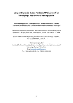 Using an Improved Output Feedback MPC Approach for Developing a Haptic
  Virtual Training System