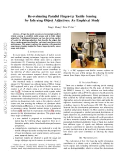 Re-evaluating Parallel Finger-tip Tactile Sensing for Inferring Object
  Adjectives: An Empirical Study