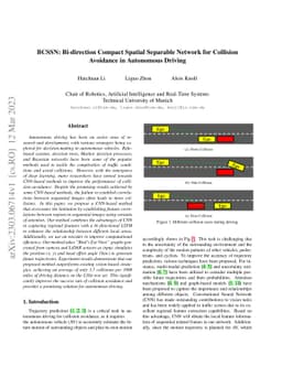 BCSSN: Bi-direction Compact Spatial Separable Network for Collision
  Avoidance in Autonomous Driving