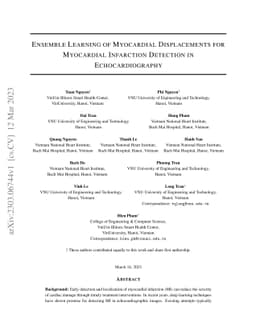 Ensemble Learning of Myocardial Displacements for Myocardial Infarction
  Detection in Echocardiography