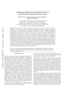 Multi-agent Distributed Model Predictive Control with Connectivity
  Constraint